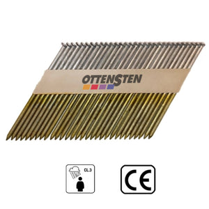 Strip nails 34° hot zinc, ribbed (2.8 x 65 mm)