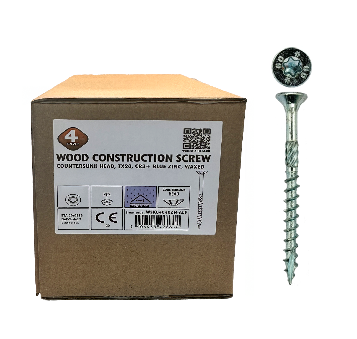 Wood Screws 5 X 50-120mm (TORX 25, Galvanized CR3+ZN, Countersunk Head, 200 pcs., 4PRO)