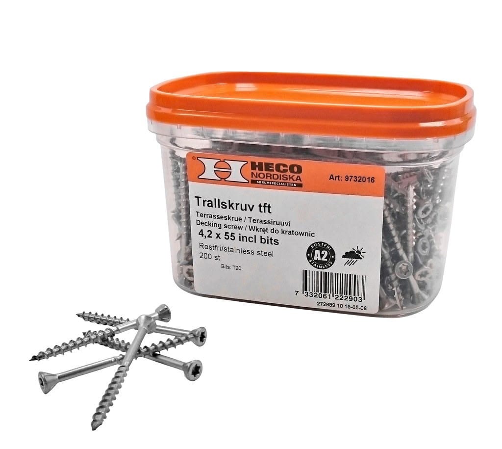 HECO - Terrace Screws (5.0 x 100 mm) (100 pcs.) A2