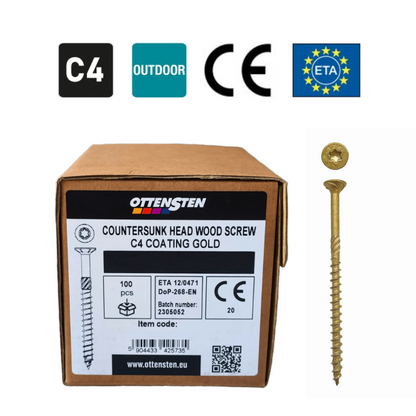 Ottensten - KTX Wood Screws with Countersunk Head, TTX30 (6.0 80-200 mm) C4x