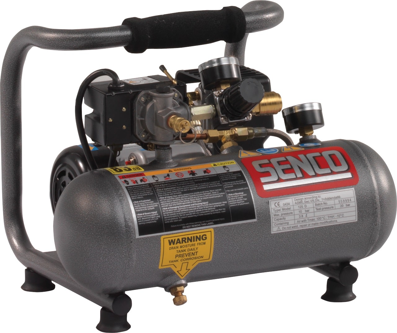 SENCO PC1010EU Oil-Free Compressor (3.8L; 34l/min.; 0.37KW) + Spiral Hose