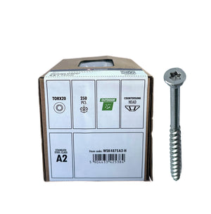 Stainless Steel Deck Screws for Wood 4.8 x 75mm, TX20 Head, A2, 250 pcs.