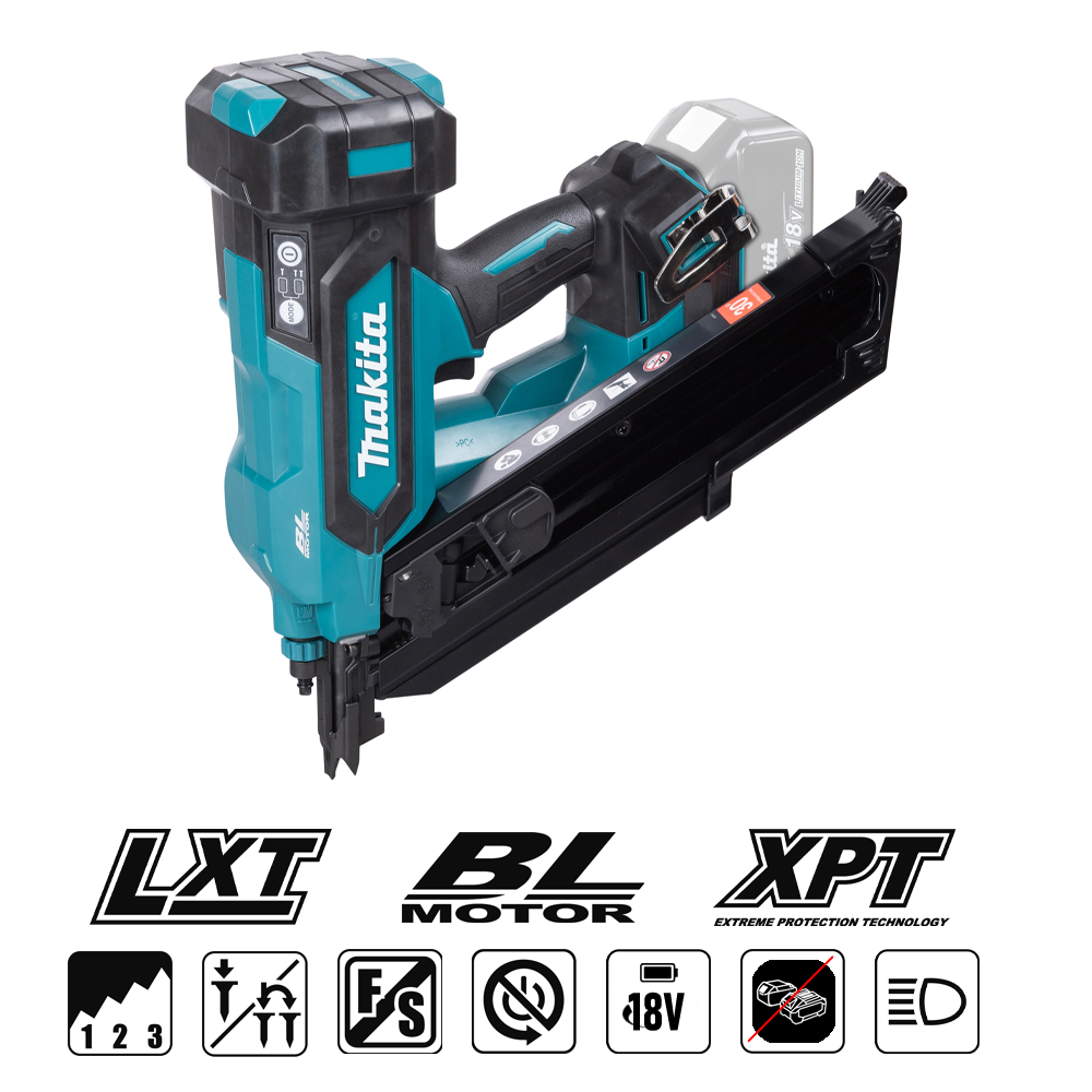 Makita DBN900 18V Cordless Construction Nailer (50-90mm; 2.8-3.3mm; 34°; battery not included)