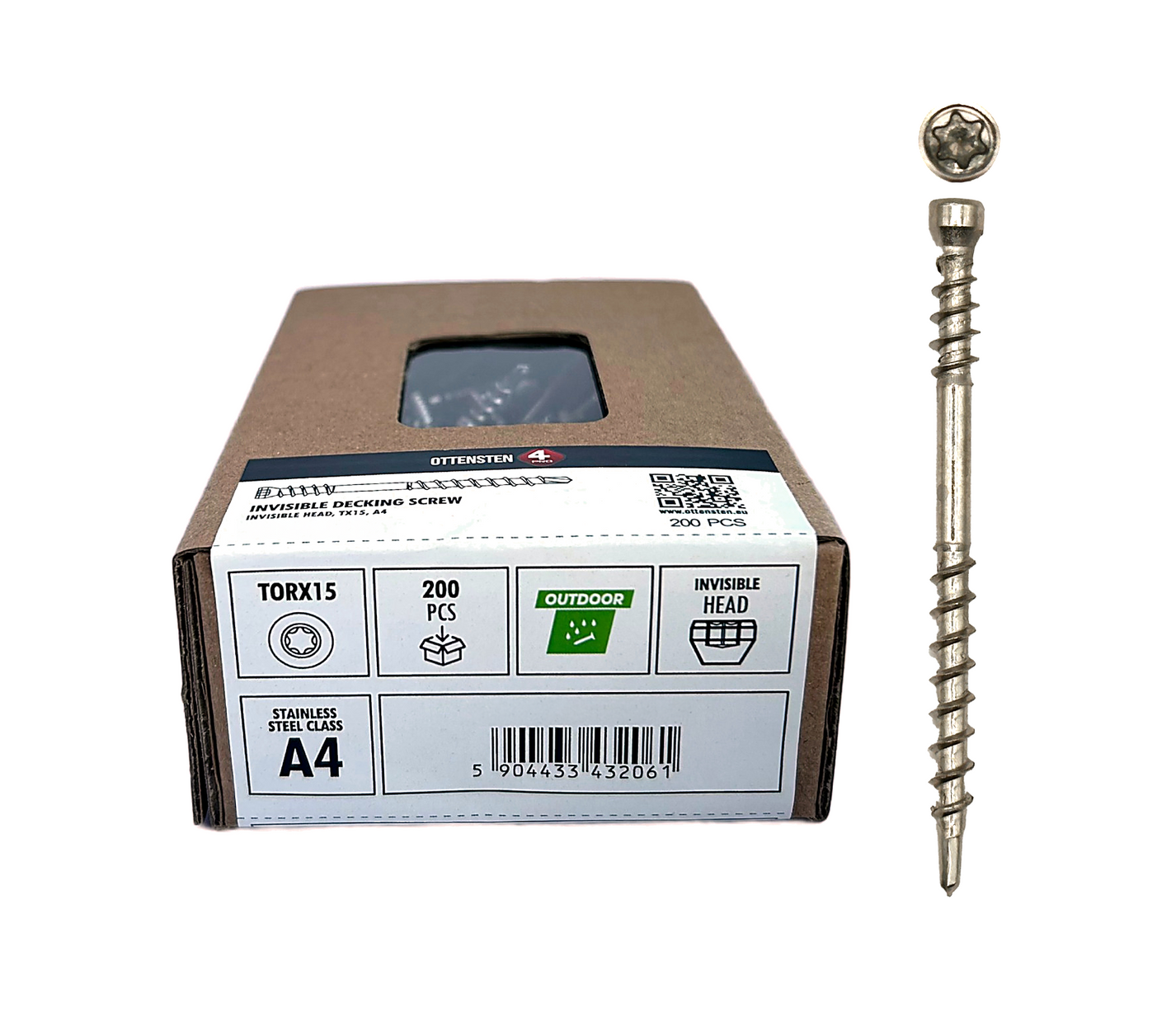 4.2 mm A4 Stainless Steel Invisible Decking Screws (4PRO)