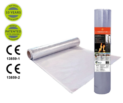 WINCO Firebreather Alu A2 W1 - Non-flammable, heat-reflecting, diffusing membrane (1.2 m x 35 m/50 m; 42 m2/60 m2)
