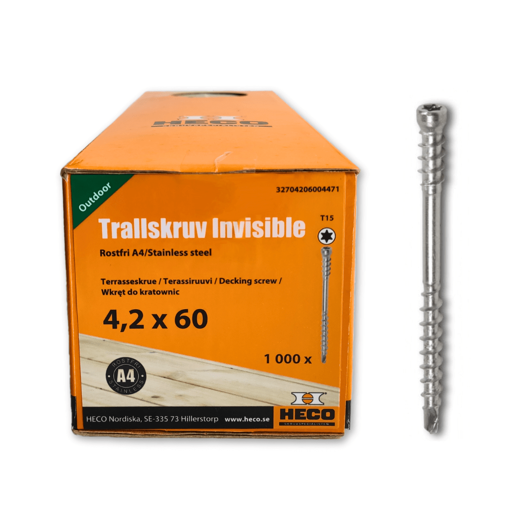 HECO Invisible - Deck Screws (4.2 x 60 mm) (1000 pcs.) A4