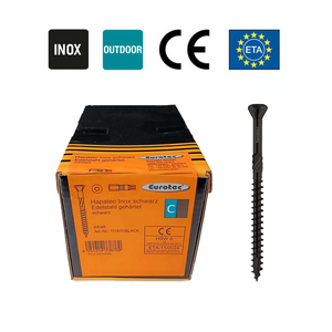 Eurotec Hapatec - Stainless Steel Wood Screws (4.5 x 40-70 mm) (200 pcs.) Black