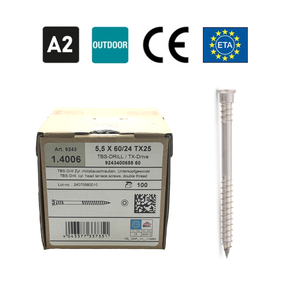 Deck Screws 5.5x60mm, A2 Class, 100 pcs., TX25 Head, Stainless Steel