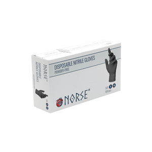 NORSE Disposable Black Nitrile Gloves - Size 7 (100 pcs per box)