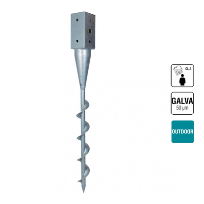 Post Base with Screw / Support Foot for Posts with Screw for Ground Stabilization (PPJST)