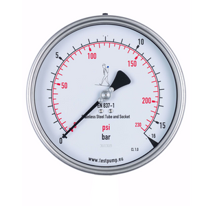 Pressure Gauge 16 bar; 50mm diameter; EN837-1 certified