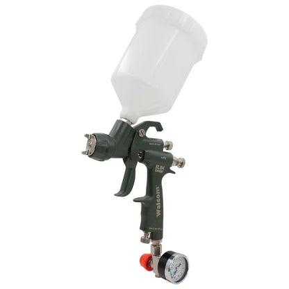 Slim Kombat HTE Spray Gun (680cc; 1.0 - 2.5mm Nozzle; Regulators + Pressure Gauge; WALCOM)