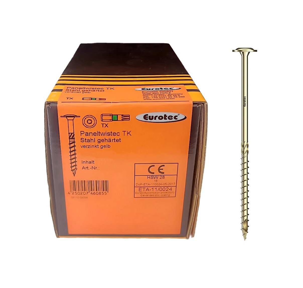 Eurotec Paneltwistec - Wood Screws with Enlarged Head, Zinc-coated (8 x 80-600 mm)