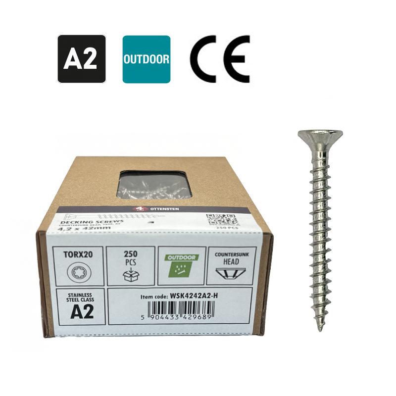 Stainless Steel Deck Screws 4 x 35mm (Deck Screws, Facade Screws TX20 Head, A2, 250 pcs.)