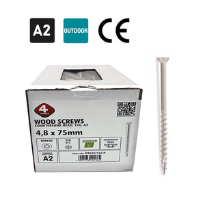 Stainless Steel Deck Screws for Wood 4.8 x 75mm, TX20 Head, A2, 250 pcs.