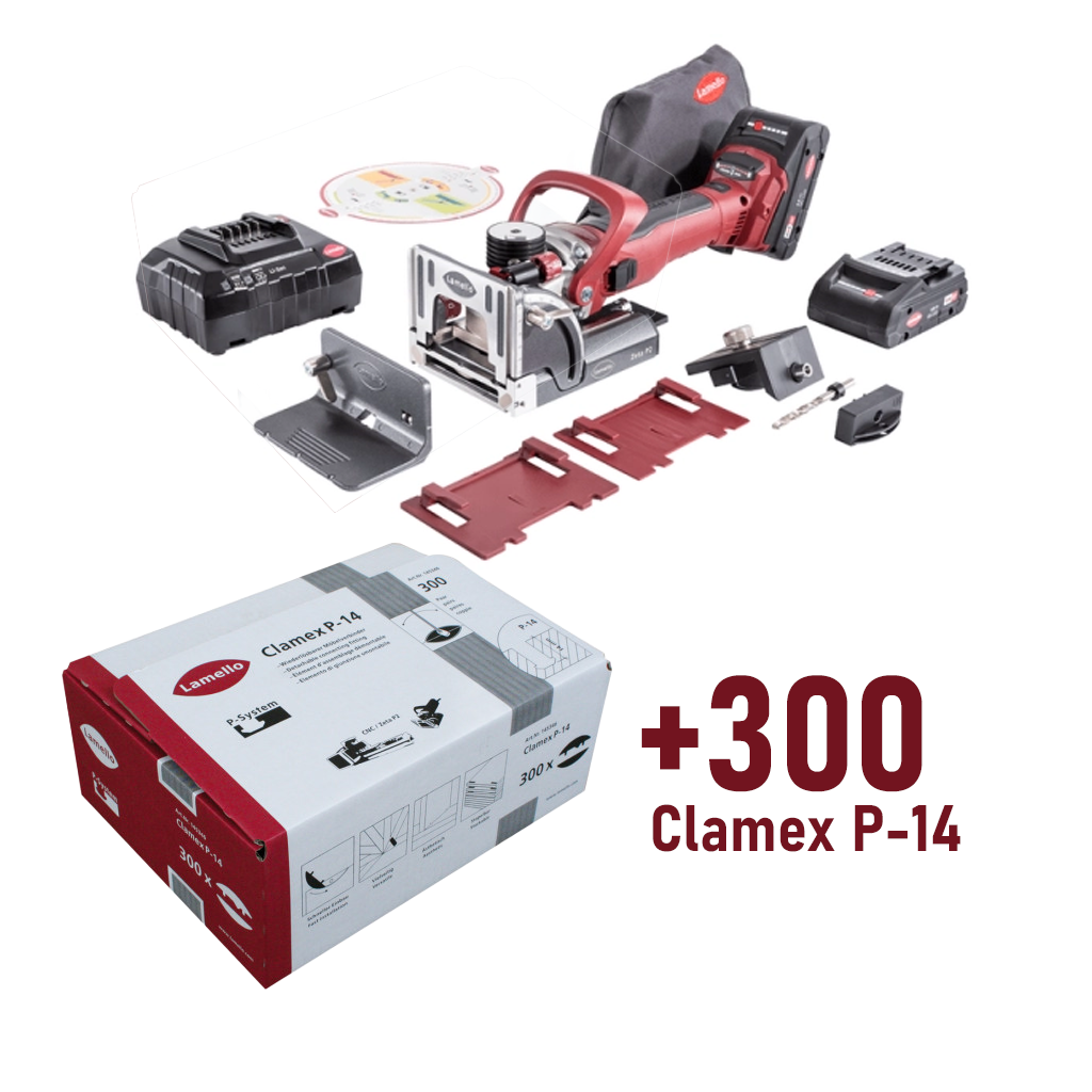 Lamello Zeta P2 Cordless Router + 300 Clamex P-14 Connectors Gift